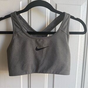 Nike Gray Racerback Sports Bra with Black Swoosh